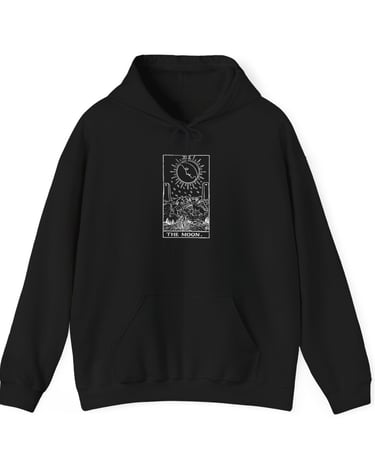black and white hoodie with the moon tarot