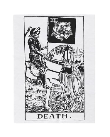 black and white death tarot blanket