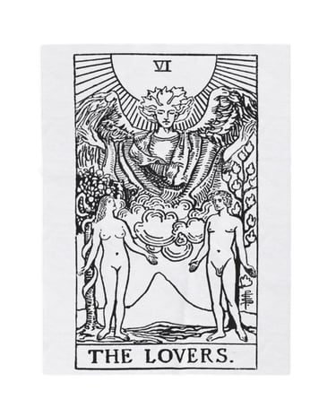 black and white the lovers tarot blanket