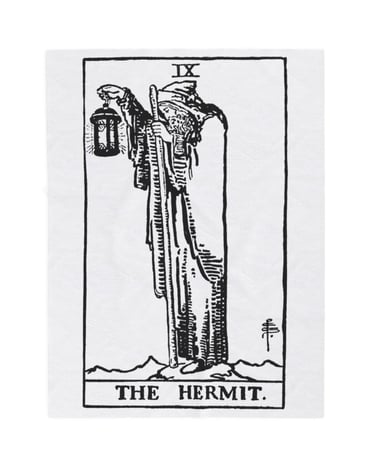black and white the hermit tarot blanket