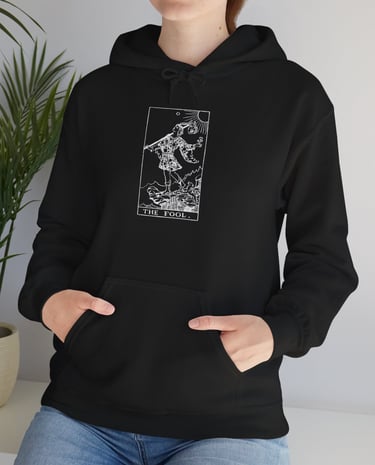 black and white the fool tarot hoodie