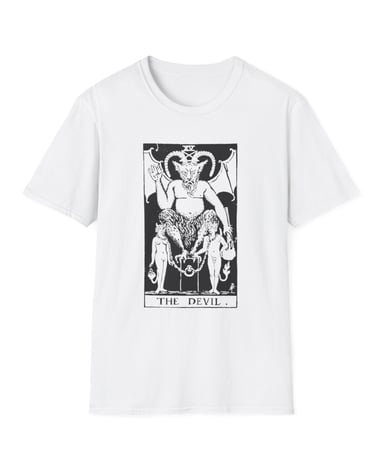 black and white the devil tarot t-shirt