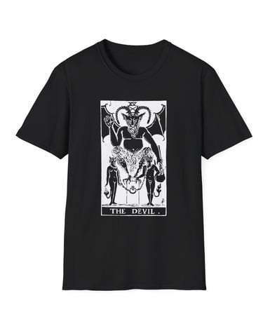 black and white the devil tarot t-shirt