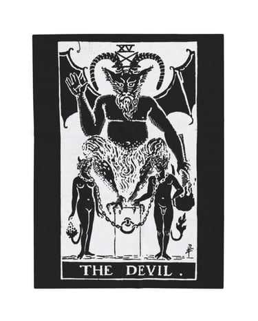 black and white the devil tarot blanket