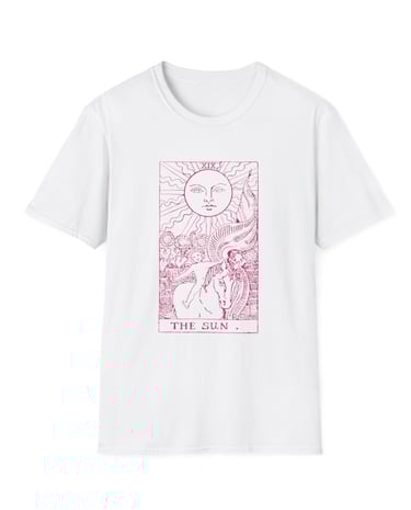 white and pink the sun tarot t-shirt