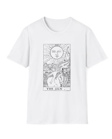 black and white the sun tarot t-shirt