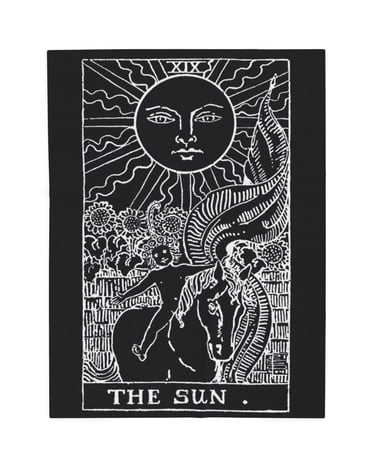 black and white the sun tarot blanket