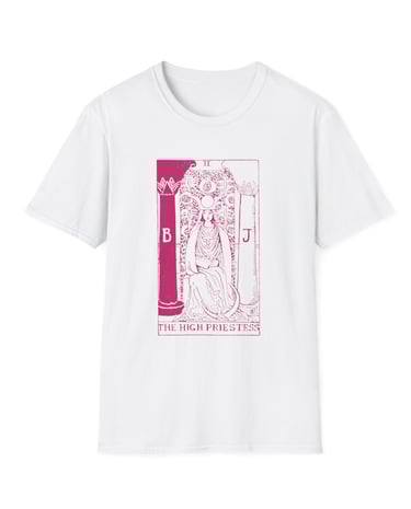 white and pink the high priestess tarot t-shirt