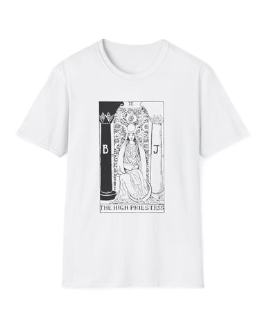 black and white the high priestess tarot t-shirt