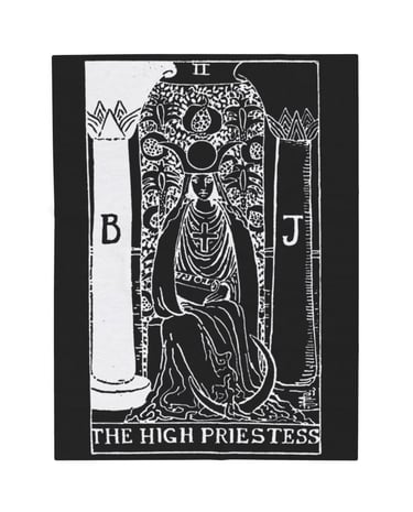 black and white the high priestess tarot blanket