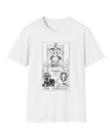 black and white the chariot tarot t-shirt