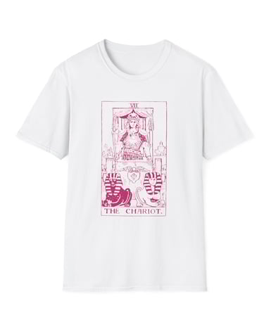 white and pink the chariot tarot t-shirt