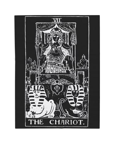 black and white the chariot tarot blanket
