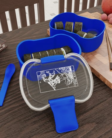 blue and white the fool tarot bento box