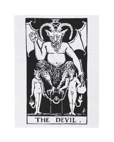 black and white the devil tarot blanket