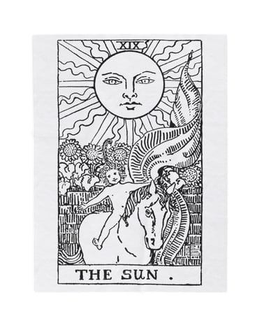 black and white the sun tarot blanket