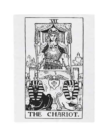 black and white the chariot tarot blanket