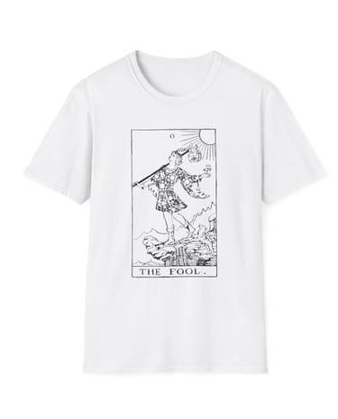 black and white the fool tarot t-shirt