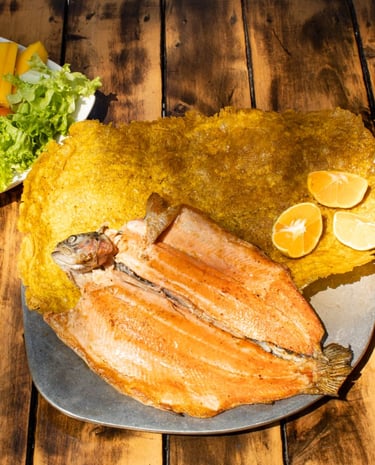 Trucha con patacon, restaurante La Fonda de los Arrieros Salento Quindío