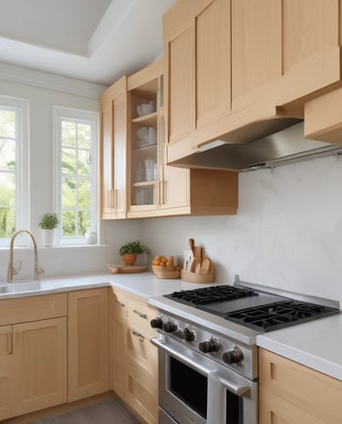 A bright, airy kitchen showcasing functional yet stylish design elements.