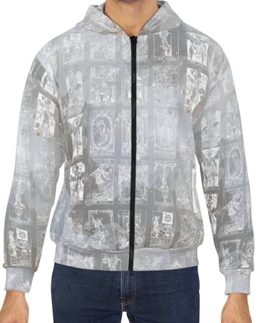 white and marble tarot hoodie