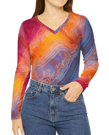 colorful marble long sleeve top