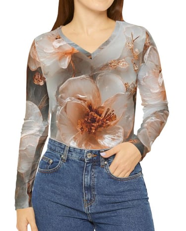 crystal floral long sleeve top