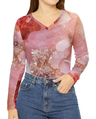 pink crystal flower long sleeve top