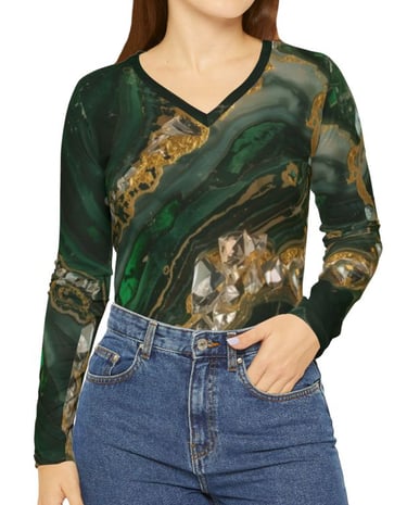 green marble long sleeve top