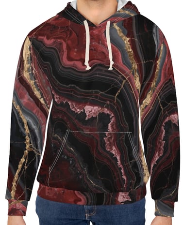 red black gold marble hoodie