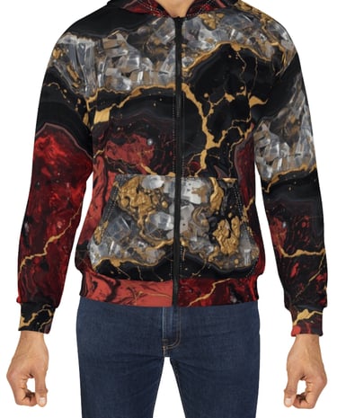 red black crystal zipped hoodie