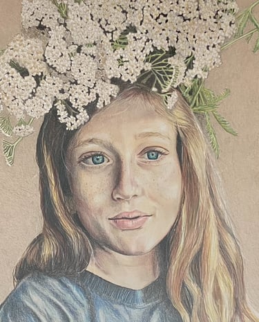 drawing of girl with flower crown