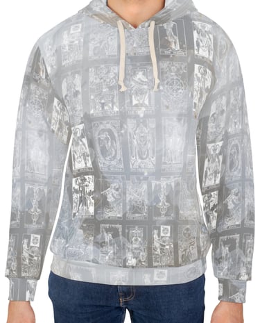 white and marble tarot hoodie