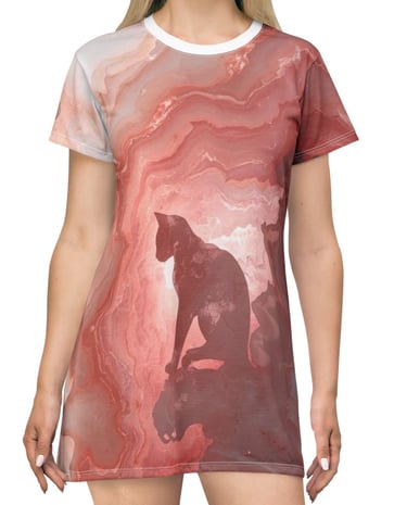 pink cat marble t-shirt dress