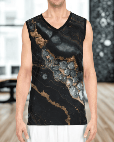 man wearing a black crystal vest