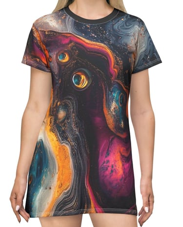 colorful marble t-shirt dress