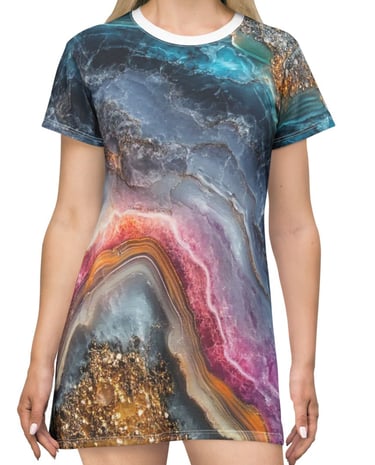 colorful marble t-shirt dress