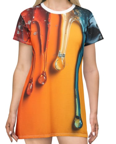 unique color drip t-shirt dress