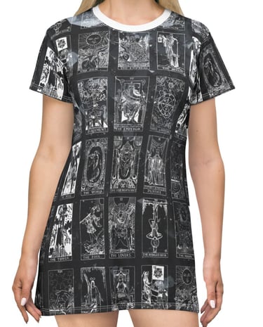black and white tarot t-shirt dress