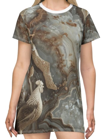 rooster marble t-shirt dress