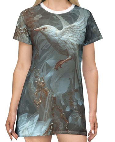 bird crystals t-shirt dress
