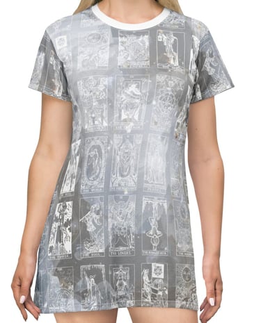 white and marble tarot t-shirt dress