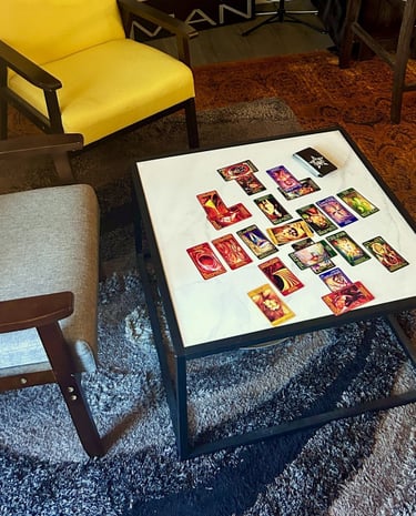 Los Angeles Tarot Readings room with chairs and tarot cards table