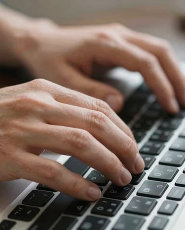 Close-up of white hands typing on a keyboard with a sports jersey draped nearby, blending passion