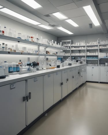 Visual of pharmaceutical products alongside regulatory paperwork symbolizing market authorization expertise.