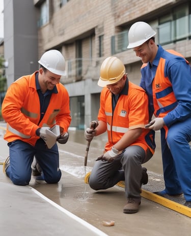 Finished waterproofed swimming pool area shining under sunlight.