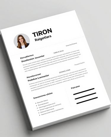 A neat, modern resume layout displayed on a computer screen.