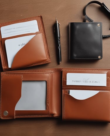 Close-up of artisanal leather wallets and belts showcasing fine Mexican craftsmanship.