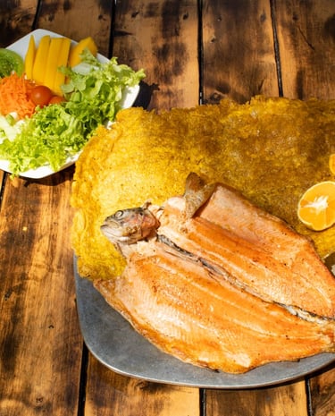 Trucha con patacon, restaurante La Fonda de los Arrieros Salento Quindío