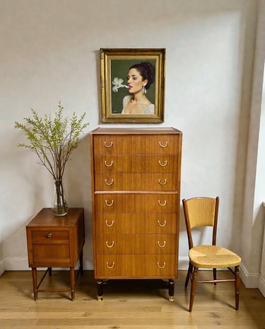 Vintage Mid Century storage G Plan Librenza tallboy chest of drawers in teak, 1960s E. Gomme design with retro MCM lines